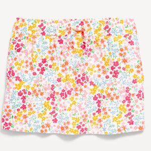 Linen-Blend Drawstring Floral Girls Plus Size Skirt XXL